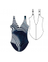 Ολόσωμο μαγιό Susa 4420, για μεγάλο στήθος, cup D,E, Blue Waves με ανοικτή λαιμόκοψη ΜΠΛΕ